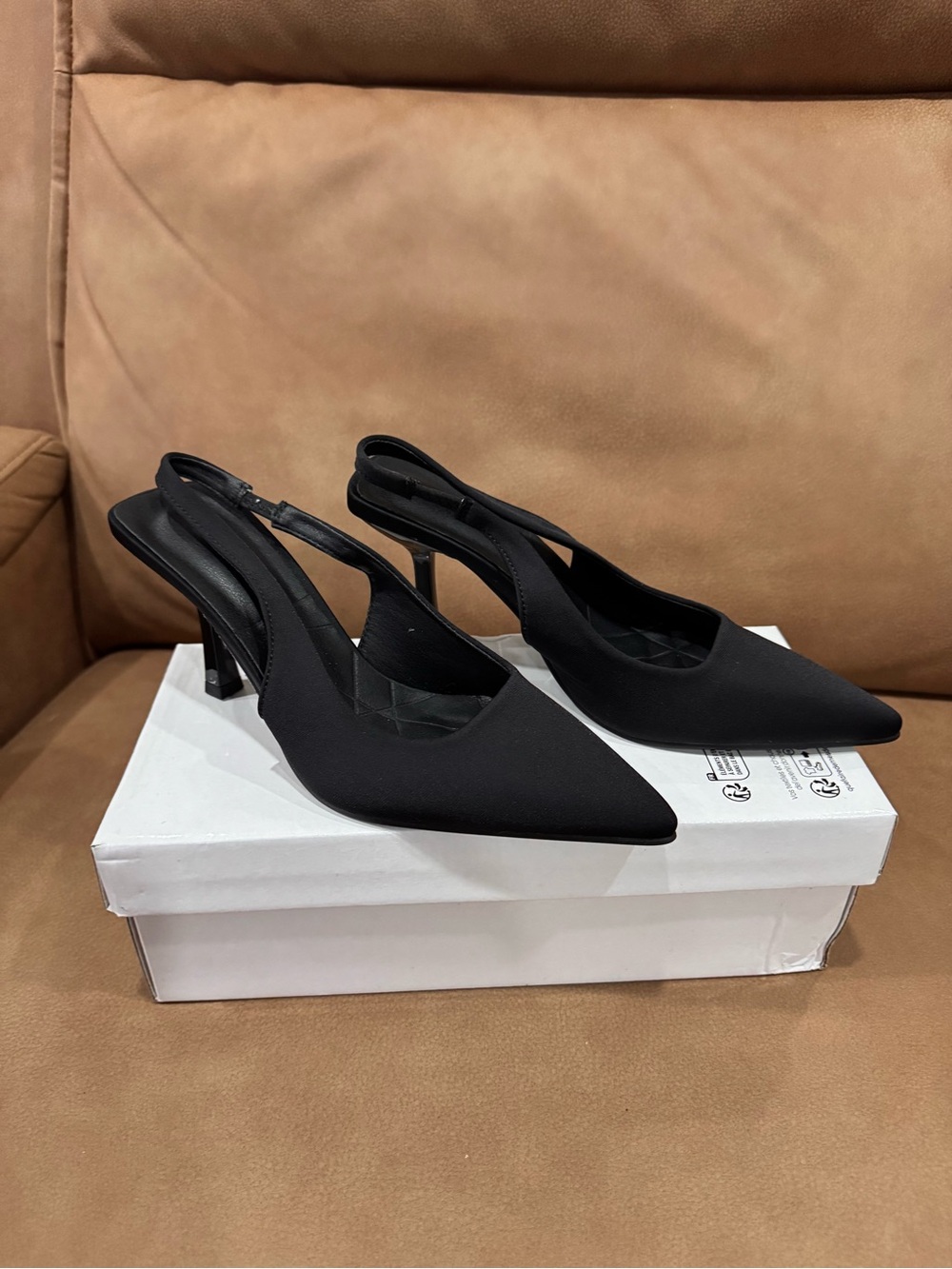 Classic Black Pointed Slingback Heels